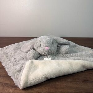 Kellytoy Gray Bunny Rabbit Lovey Plush Security Blanket Rattle Satin Ears 14"